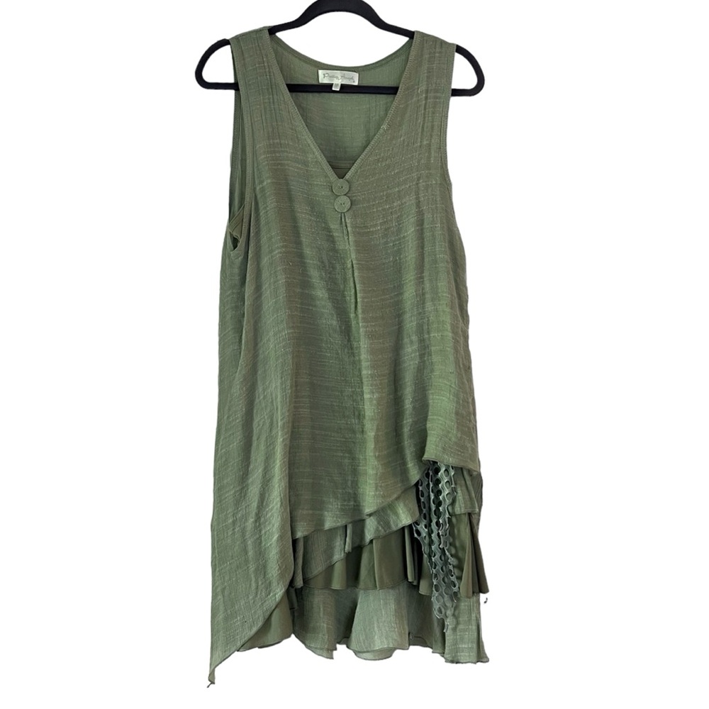 Pretty Angel Green Layered 2pc Ruffled Tank Dress M